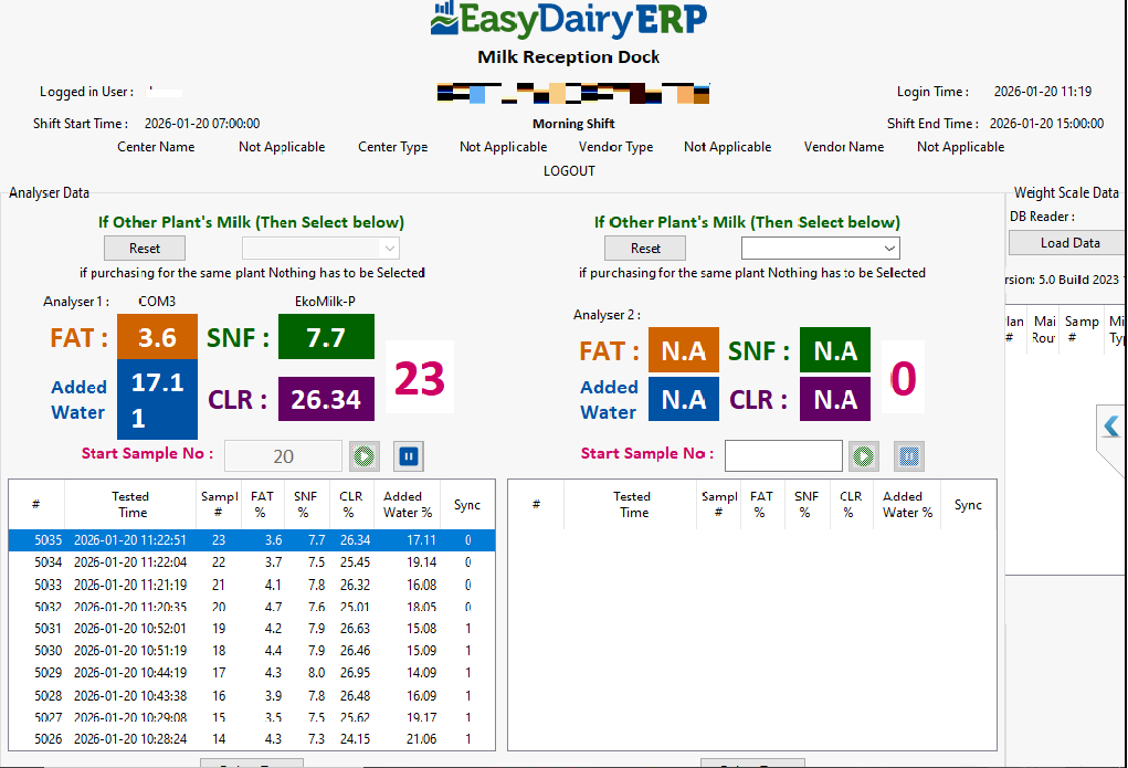 Real-Time Data Capture Using Two Analyzers and Serial Weighing Scale