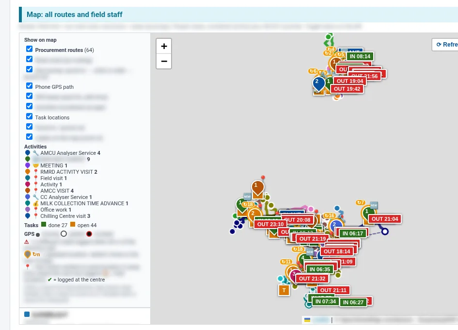 Procurement activity map from the Daily Procurement & Activity Report