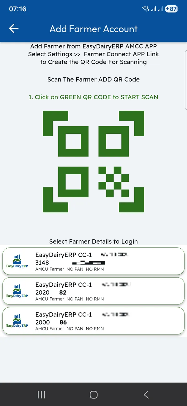 Farmer Connect: add account