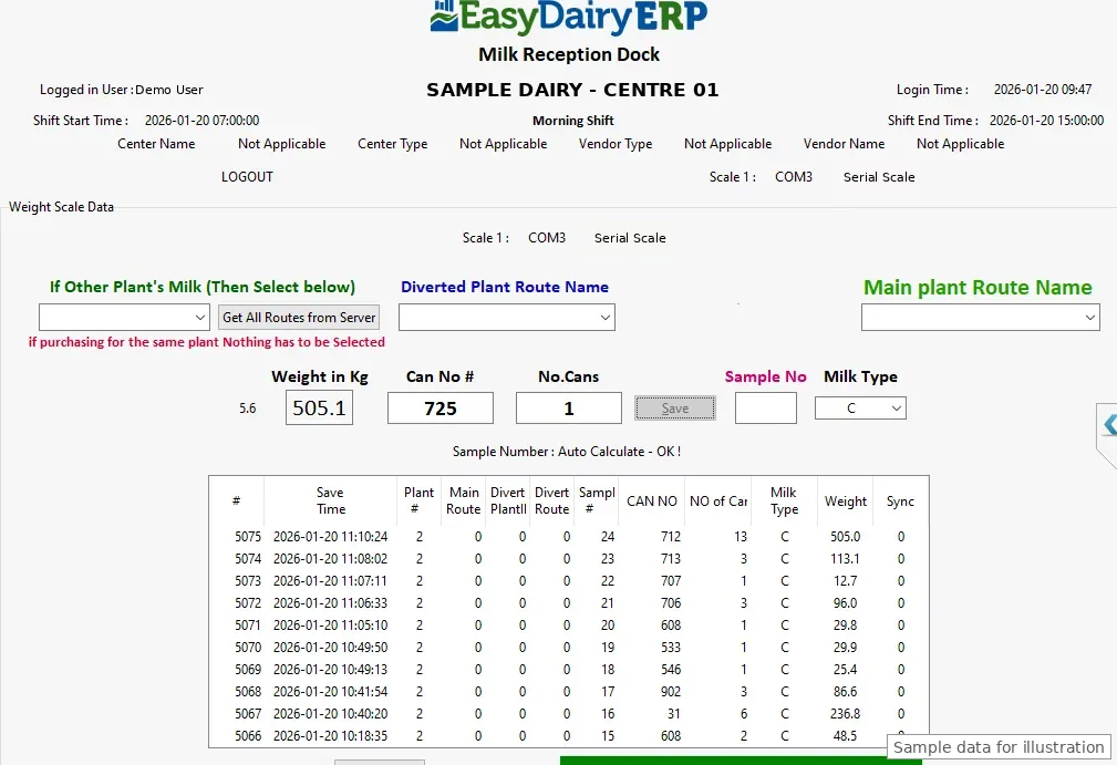 Real-time capture from the weighing scale