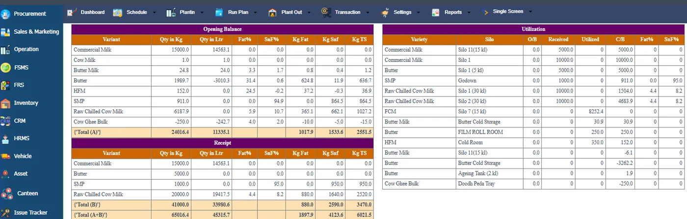 Mass balance report