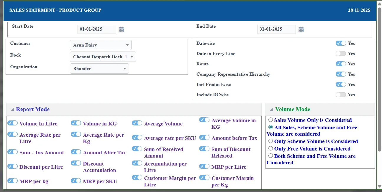 BI statement filters